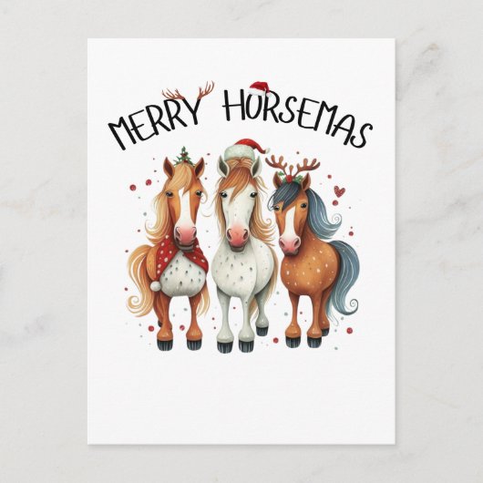 Kerst Vrolijk Paard Kerstmis Paard Briefkaart (Voorkant)