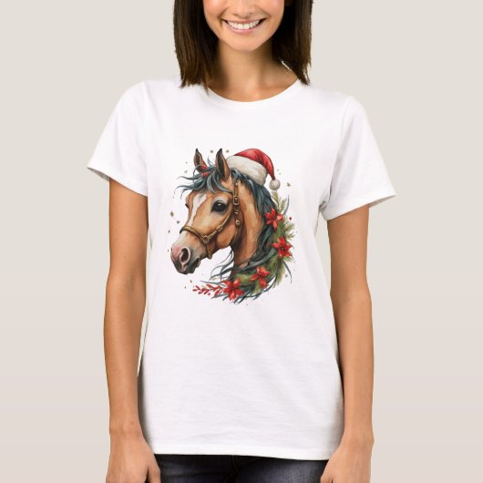 Kerst Vrolijk Paard Kerstmis Paard T-shirt (Voorkant)