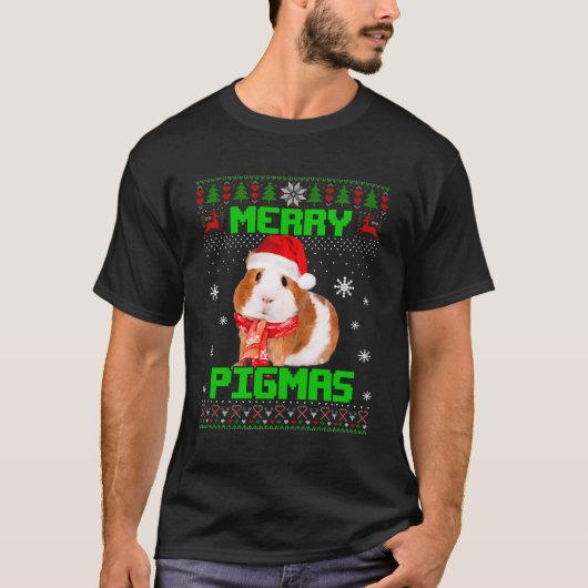Kerst Vrolijk Pigmas Santa Hoed Licht Lelijk Zweet T-shirt (Voorkant)