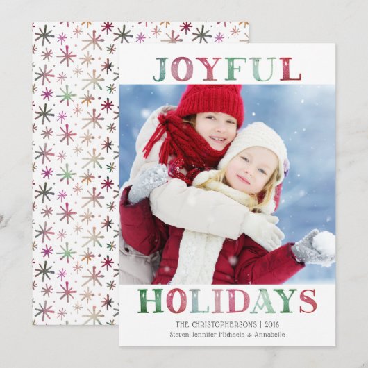 Kerst VROLIJKE FEESTDAGEN Foto Waterverf Feestdagenkaart (Voorkant / Achterkant)