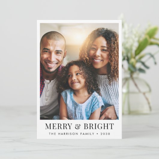 Kerst vrolijke heldere foto feestdagenkaart (Staand voorkant)