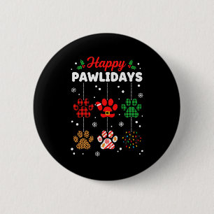 Kerst Vrolijke Pawlidays Buffalo Plaid Paw Christu Ronde Button 5,7 Cm