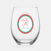 Kerst Vrolijkheid Script Kerstboom Feest Favor Wijnglas Zonder Voet (Voorkant)