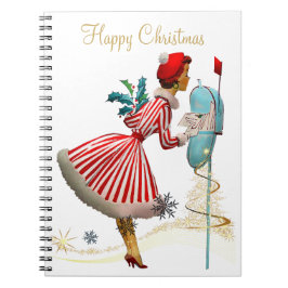 Kerst  vrouw gouden Xmas boom glitter Notitieboek