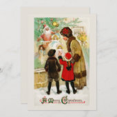 Kerst  Vrouw & kinderen etalage winkelen Feestdagenkaart (Voorkant / Achterkant)