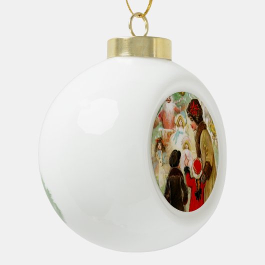 Kerst  Vrouw & kinderen etalage winkelen Keramische Bal Ornament (Links)
