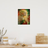 Kerst Vrouw met Blond Haar Art Nuevo Poster (Keuken)