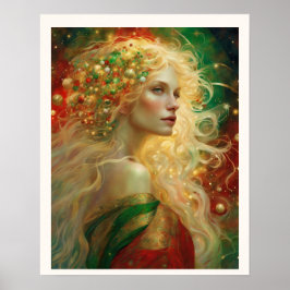 Kerst Vrouw met Blond Haar Art Nuevo Poster