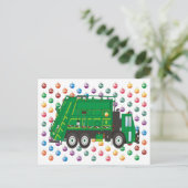 Kerst vuilniswagen december feestdagenkaart (Staand voorkant)