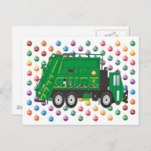 Kerst vuilniswagen december feestdagenkaart (Voorkant / Achterkant)