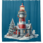Kerst Vuurtoren Douchegordijn (Voorkant)