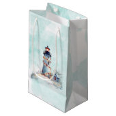 Kerst Vuurtoren Kustvakantie Klein Cadeauzakje (Voorkant Gekanteld)