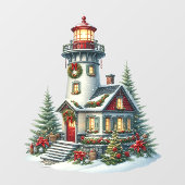 Kerst Vuurtoren Window Cling Raamsticker (Vel)