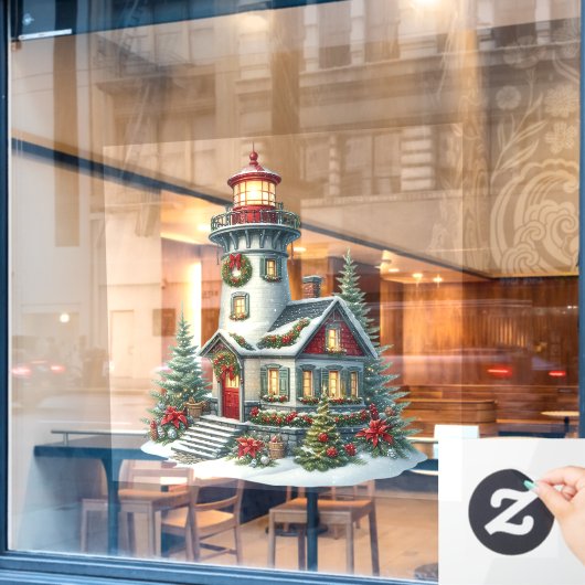 Kerst Vuurtoren Window Cling Raamsticker (Cafe Raam)