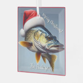 Kerst Walleye met Kerstmannenhoed Glas Ornament (Voorkant links)