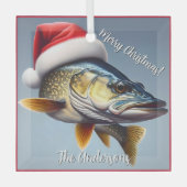 Kerst Walleye met Kerstmannenhoed Glas Ornament (Voorkant)