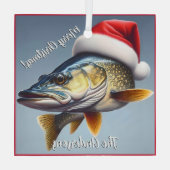Kerst Walleye met Kerstmannenhoed Glas Ornament (Achterkant)