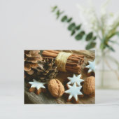 Kerst walnoten kaneel koekjes briefkaart (Staand voorkant)