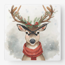 Kerst wandklok met rendieren