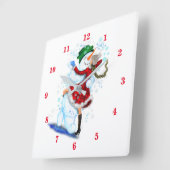 Kerst wandklok met sneeuwman en meisje dansen (Hoek)