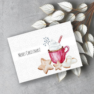 Kerst Warm Cacao En Koekjes Waterverf Kaart