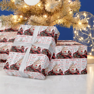 Kerst warm chocolademelk met woordwolk cadeaupapier