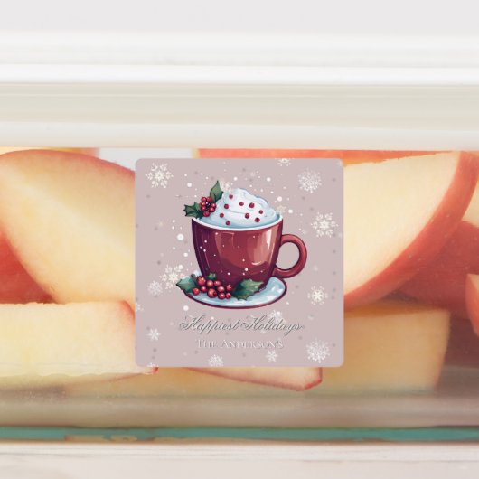 Kerst Warm Chocolademelk | Roze Roze Bakken Labels (Aangebracht)