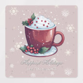Kerst Warm Chocolademelk | Roze Roze Bakken Labels (Design 2)