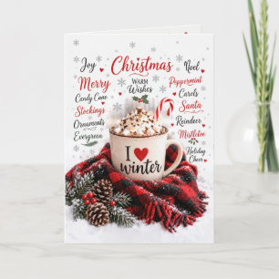 Kerst warm drank met woordwolk kaart