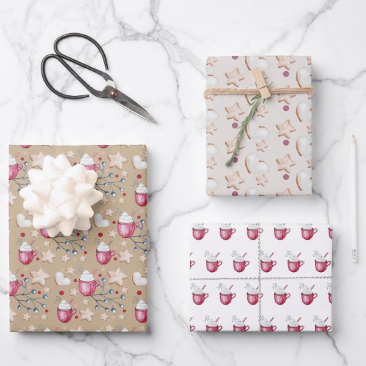 Kerst, warme cacao en koekjes inpakpapier vel (Voorkant)