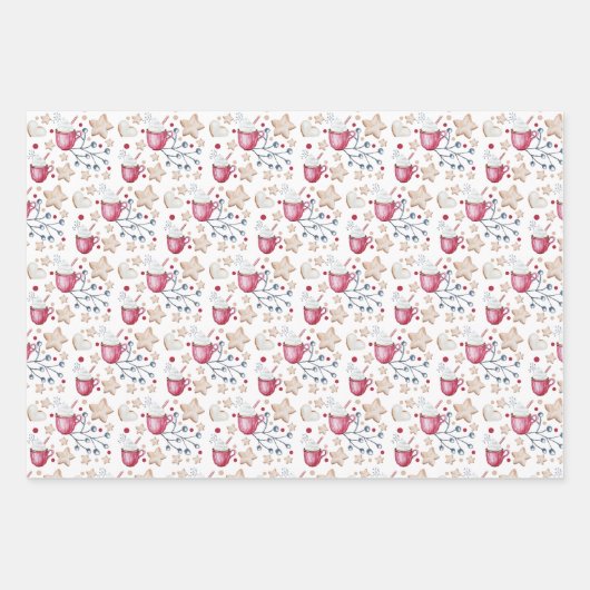 Kerst, warme cacao en koekjes inpakpapier vel (Voorkant)