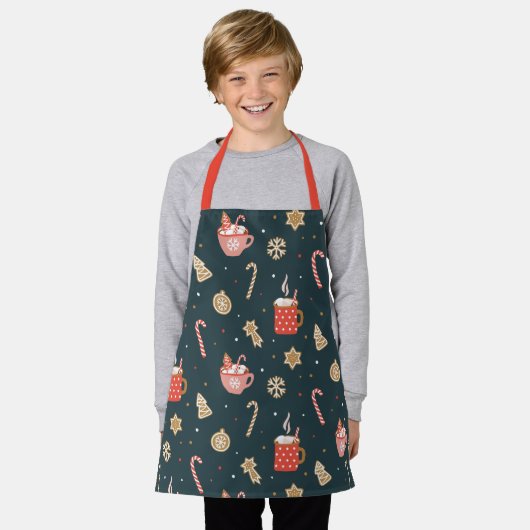 kerst, warme cacaotijd schort (Gedragen)