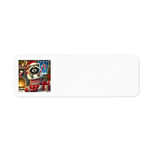 Kerst Wasbeer Adreslabels Etiket (Voorkant)