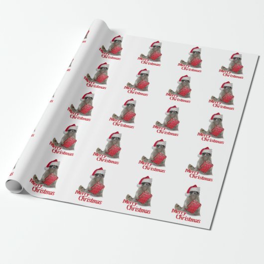 Kerst Wasbeer Bende Vrolijk Kerstfeest Cadeaupapier (Uitgerold)