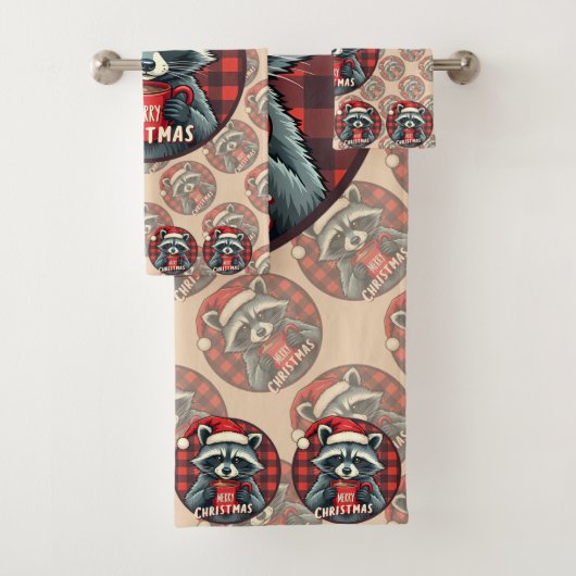 Kerst Wasbeer Cacaocheer Bad Handdoek (Insitu)