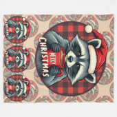 Kerst Wasbeer Cacaocheer Fleece Deken (Voorkant (Horizontaal))