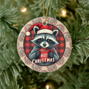 Kerst Wasbeer Cacaocheer Keramisch Ornament
