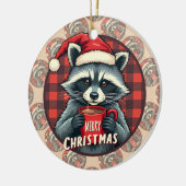 Kerst Wasbeer Cacaocheer Keramisch Ornament (Links)