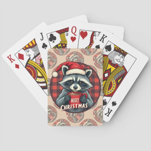 Kerst Wasbeer Cacaocheer Pokerkaarten (Achterkant)