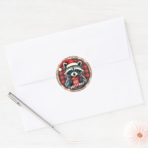Kerst Wasbeer Cacaocheer Ronde Sticker