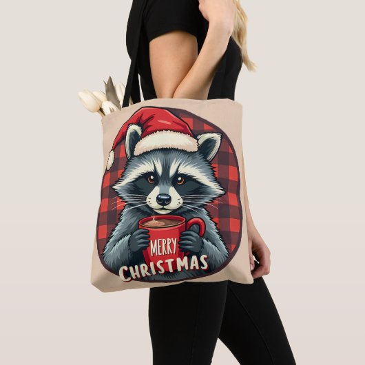 Kerst Wasbeer Cacaocheer Tote Bag (Dichtbij)