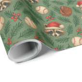 Kerst Wasbeer Honkbal Inpakpapier (Rol Hoek)