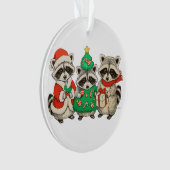 Kerst Wasbeer Kerstman Hoed Boom Kerstverlichting Ornament (voorkant)