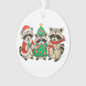 Kerst Wasbeer Kerstman Hoed Boom Kerstverlichting Ornament (voorkant)