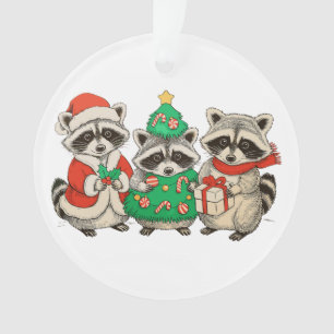Kerst Wasbeer Kerstman Hoed Boom Kerstverlichting Ornament