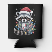 Kerst Wasbeer Kerstmuts Slingerlichten Winter Blikjeskoeler (Voorkant)