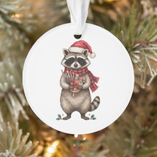 Kerst Wasbeer Kunstenaar Santa Hoed Verfkwasten Ornament
