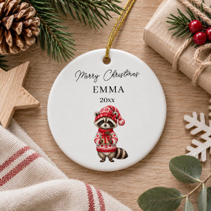 Kerst Wasbeer Meisje Waterverf Naam Keramisch Ornament