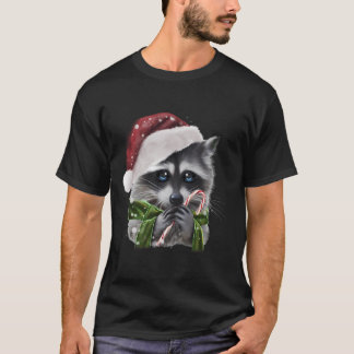 Kerst wasbeer met snoepriet grafisch t-shirt