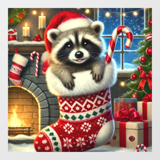 Kerst Wasbeer Ramensticker Raamsticker (Vel)